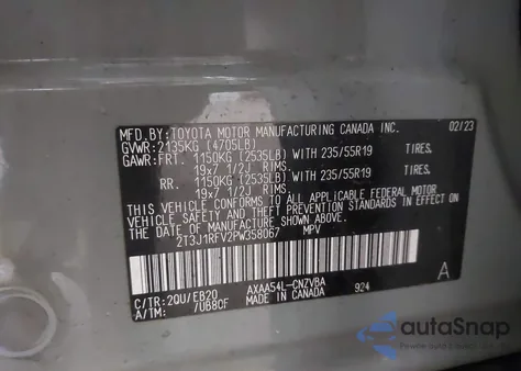 2023 Toyota Rav4 Adventure z USA, uszkodzony, nr VIN 2T3J1RFV2PW358067